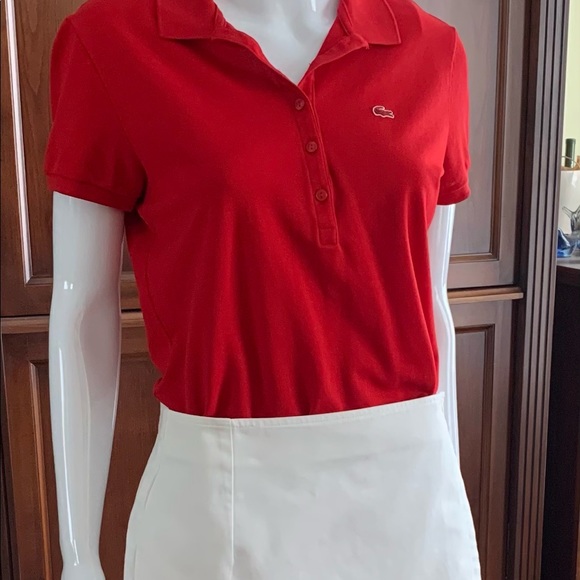 Lacoste 100% white cotton official tennis scort mini short skirt Eur 44 US Large - Picture 3 of 14